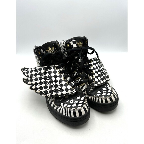 Adidas Jeremy Scott Wings Op Art Black White Multi Pattern US 10 Rare HTF main image 4
